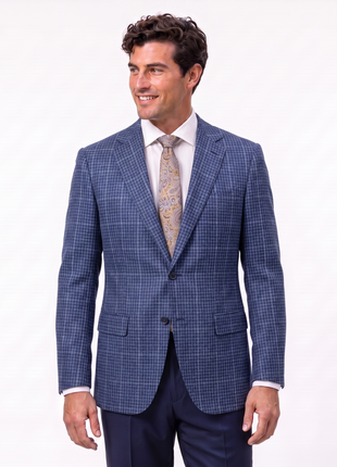 Canali Royal Blue & White Windowpane Slim Fit 2-Button Wool Sport Coat 42R