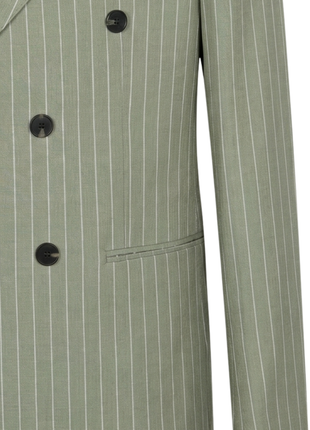 Canuti Sage Green & White Stripe Modern Fit Peak Lapel Stretch Double Breasted Seersucker Suit