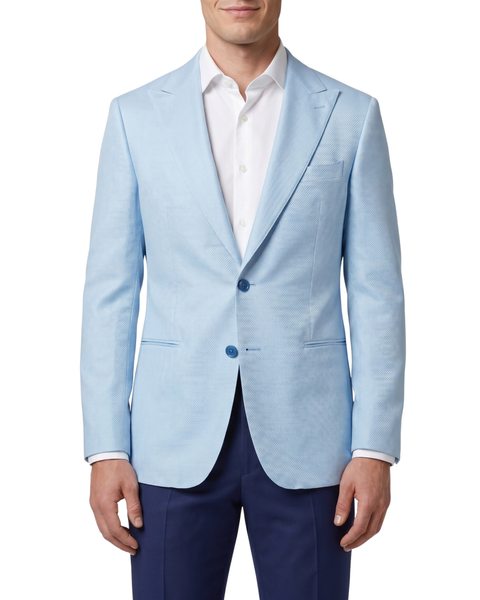 Canuti Light Blue Hopsack Basketweave Modern Fit Peak Lapel 2