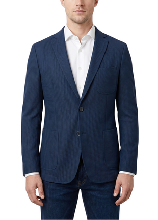 Bergamo Navy Technical Weave Slim Fit 4-Way Stretch Air Blazer