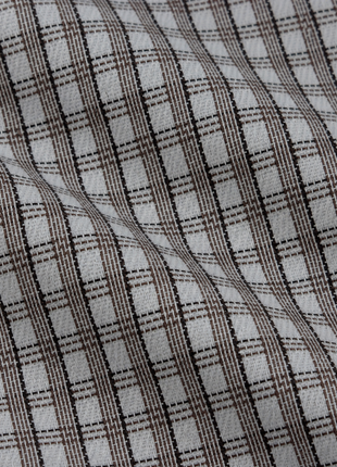 Mens Micro-Check Brown and White Contemporary Fit Cotton Blend Stretch Spread Collar Dress Shirt
