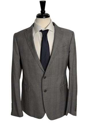 Armani Collezioni Gray Plaid Slim Fit Notch Lapel 2 Button Wool Suit 42R