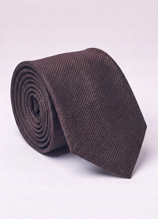 Letteriello Mahogany Brown Micro Check Italian Silk Neck Tie