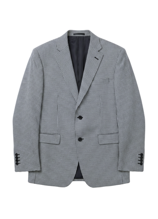 Beragamo Mens Black & White Micro Houndstooth Modern Fit Notch Lapel 2-Button Wool Suit