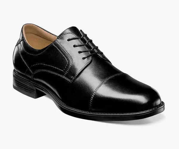 Florsheim Mens Solid Black Midtown Cap Toe Oxford Leather  display picture 3