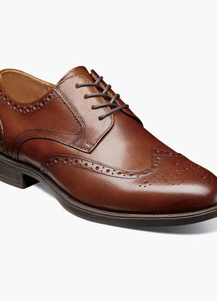 Florsheim Mens Midtown Cognac Brown Wingtip Lace-up Oxford Dress Shoes
