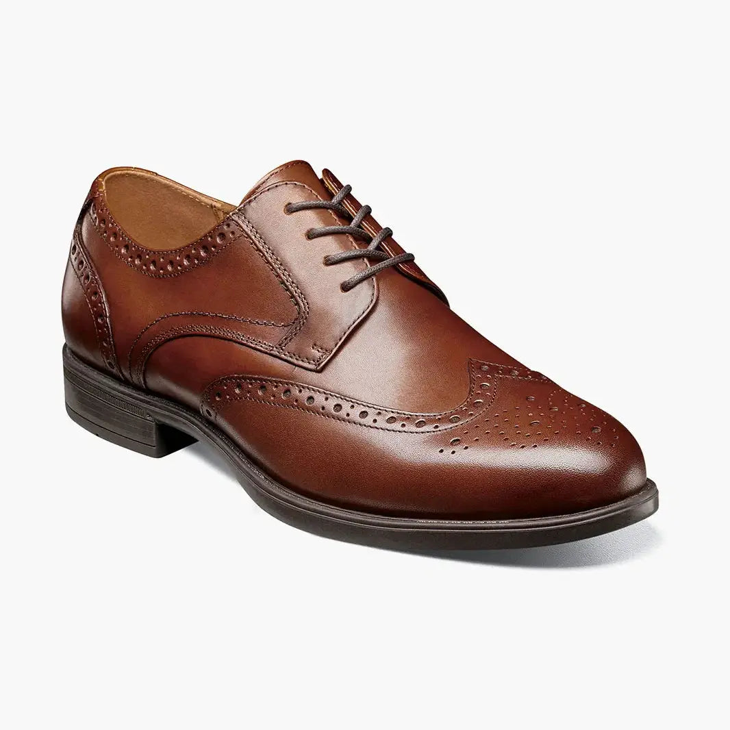 Florsheim Mens Midtown Cognac Brown Wingtip Lace up Oxford Dress Shoes The Suit Depot