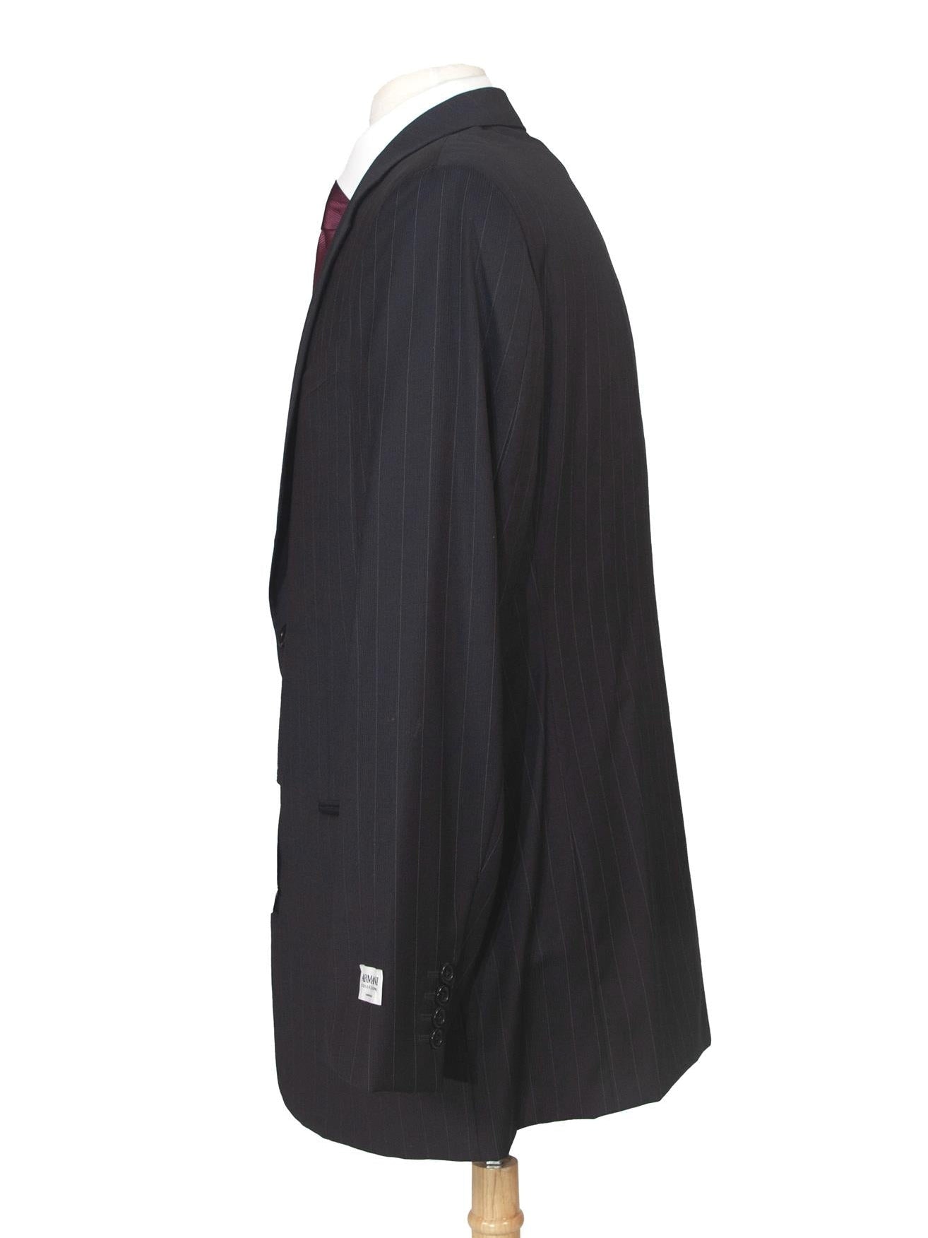 Armani Collezioni Men's 42L Black Pinstripe 100% Wool Slim Fit 2