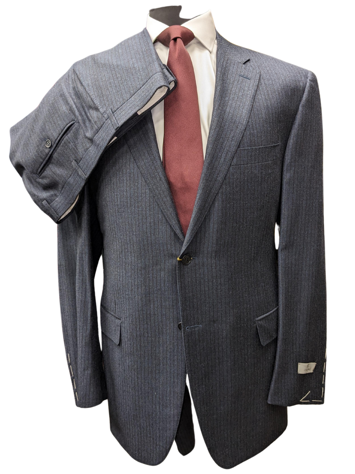 Canali 1934 Mens Navy Pinstriped 44L Drop 7 100% Wool 2 Piece Suit