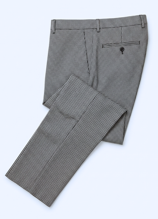 Beragamo Mens Black & White Micro Houndstooth Modern Fit Notch Lapel 2-Button Wool Suit
