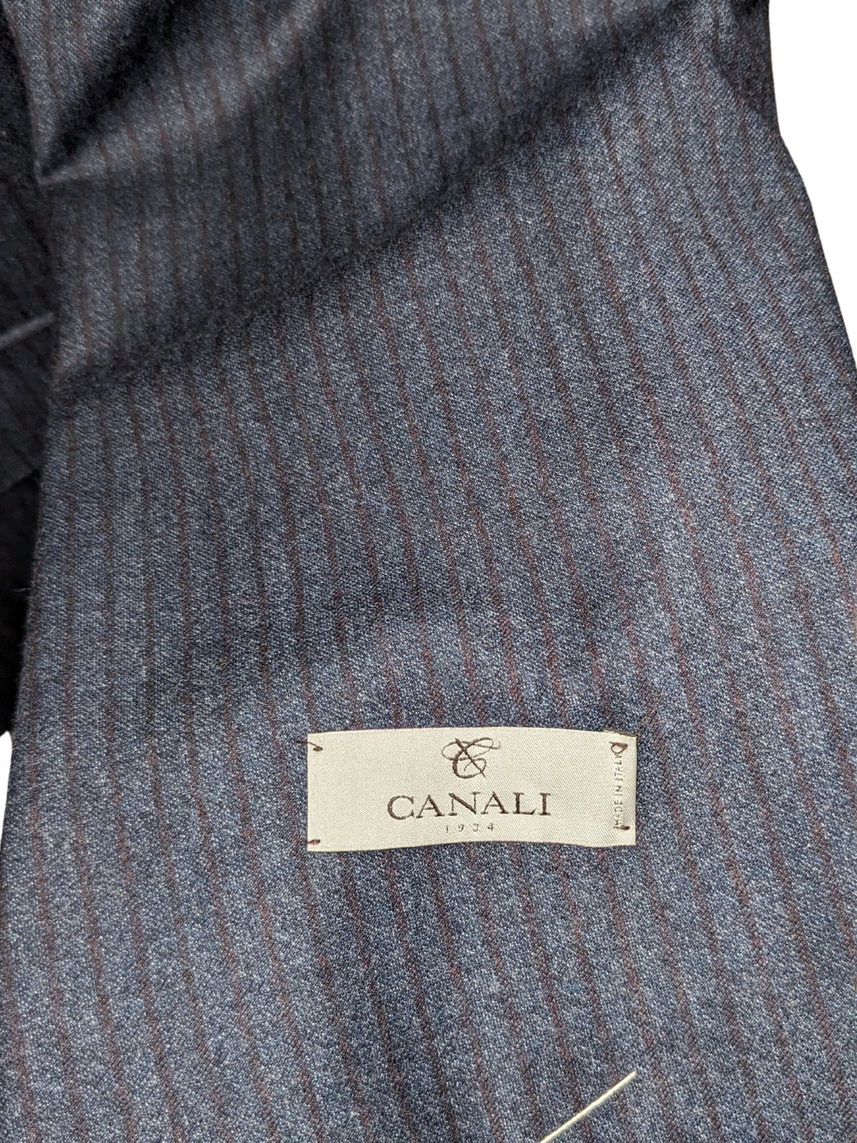 Canali 1934 Mens Navy Pinstriped 44L Drop 7 100% Wool 2 Piece Suit