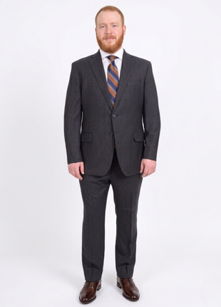 Blujacket Classic Fit Charcoal Gray Check Half Canvassed Marzotto Wool Suit - The Suit Depot