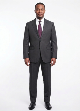 Napoli Classic Fit Charcoal Gray Birdseye Half Canvassed Marzotto Wool Suit