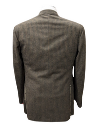 Thumbnail for Sartoria Partenopea Mens 40L Brown Pinstriped 3 Button 2 Piece 100% Wool Suit