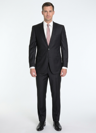 Label E Mens Black Classic Fit 100% Super 150s Wool 2 Piece Suit