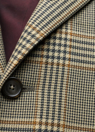 Porcaro Tan with Black Prince of Wales pattern Classic Fit Cashmere 2-Button Sport Coat 40R
