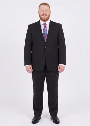 Lazetti Couture Portly Fit Black Tonal Striped Two Button Wool Suit - The Suit Depot
