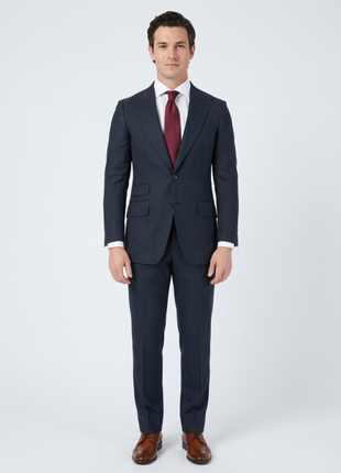 Sartoria Mazara Mens Classic Fit Navy & Brown Check 100% Wool 2 Piece Suit