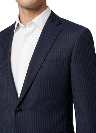 Hugo Boss Dark Navy Pinstripe Notch Lapel Super 100’s Wool 2-Button Suit 40L