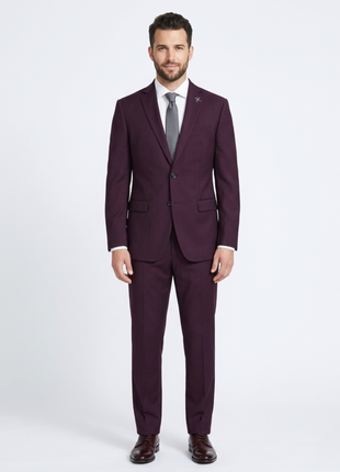 John Varvatos Half-Canvassed Burgundy Two Button 100% Wool Suit