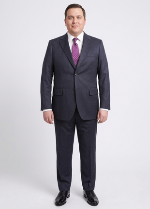 Men's Arthur Black Executive Portly Fit Solid Blue Two Button 2 Piece Wool Suit - The Suit Depot
