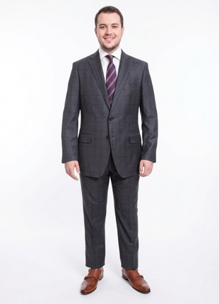 Blujacket Classic Fit Blue Windowpane Two Button Half Canvassed Reda Wool Suit - The Suit Depot