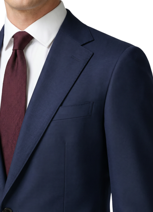 Sartoria Mazara Navy Blue Tonal Plaid Classic Fit Notch Lapel Wool Silk 2-Button Suit