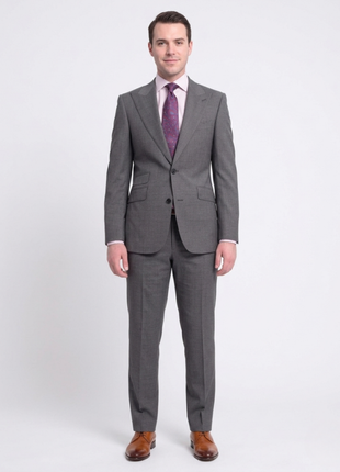Napoli Slim Fit Solid Gray Two Button Half Canvassed Wool Suit