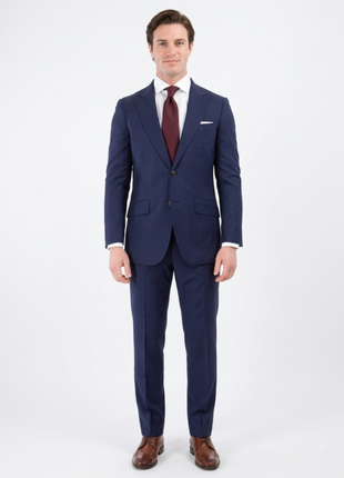 Sartoria Mazara Mens Classic Fit Navy Blue Plaid 100% Wool 2 Piece Suit