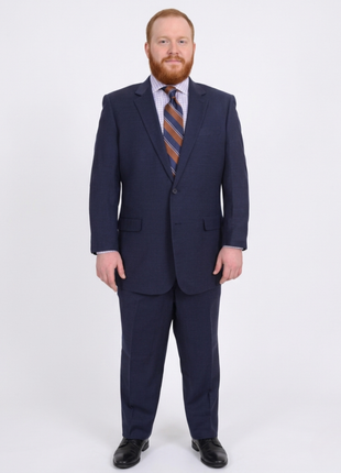 Lazetti Couture Portly Fit Navy Blue Textured Two Button Wool Suit - The Suit Depot