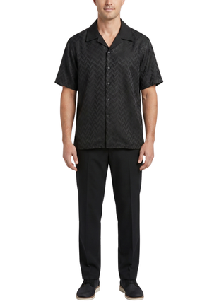 Apollo King Royal Diamond Black Tonal Jacquard Regular Fit Walking Suit