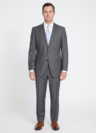 Modern Fit Solid Gray Wool Suit - The Suit Depot