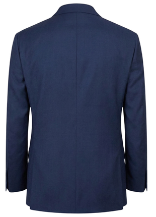 Tovaglia Mens Navy Textured Classic Fit Notch Lapels Wool Silk 2 Button Suit