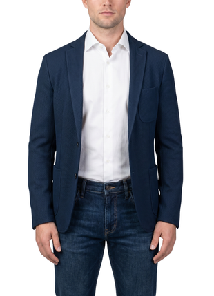 Bergamo Navy Technical Weave Slim Fit 4-Way Stretch Air Blazer