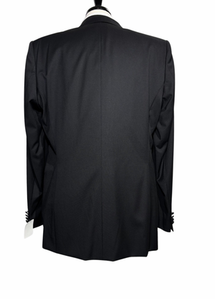 Hugo Boss Solid Black With Satin Peak Lapel Classic Fit Super 100’s Wool 1-Button Tuxedo 42R - The Suit Depot