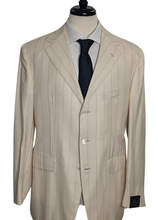 Sartoria Partenopea Men's Cream Striped Cashmere Silk Blend Sportcoat 42R