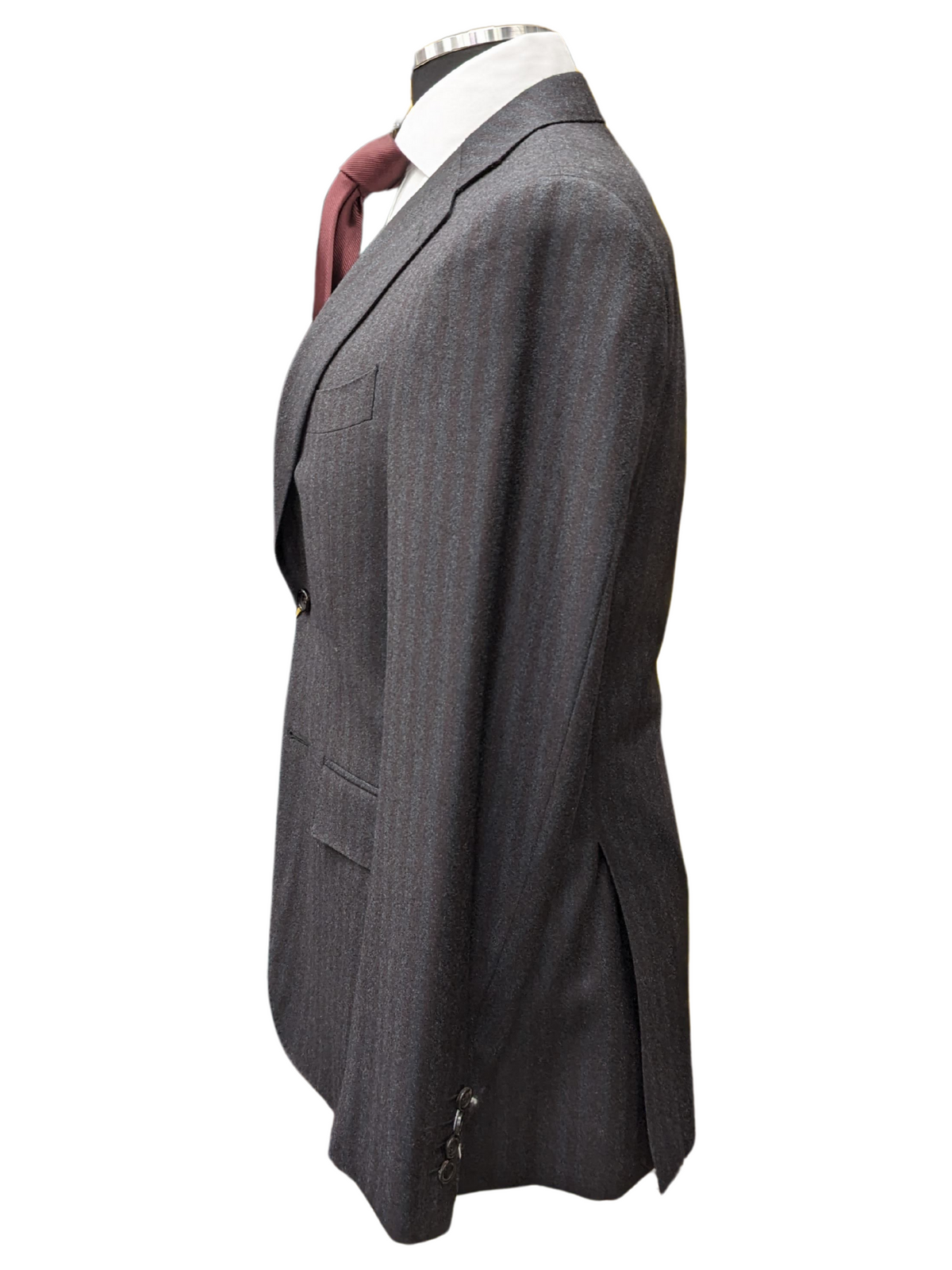 Canali 1934 Men&#39;s 40R Classic Fit Charcoal Gray Striped 100% Wool 2 Piece Suit