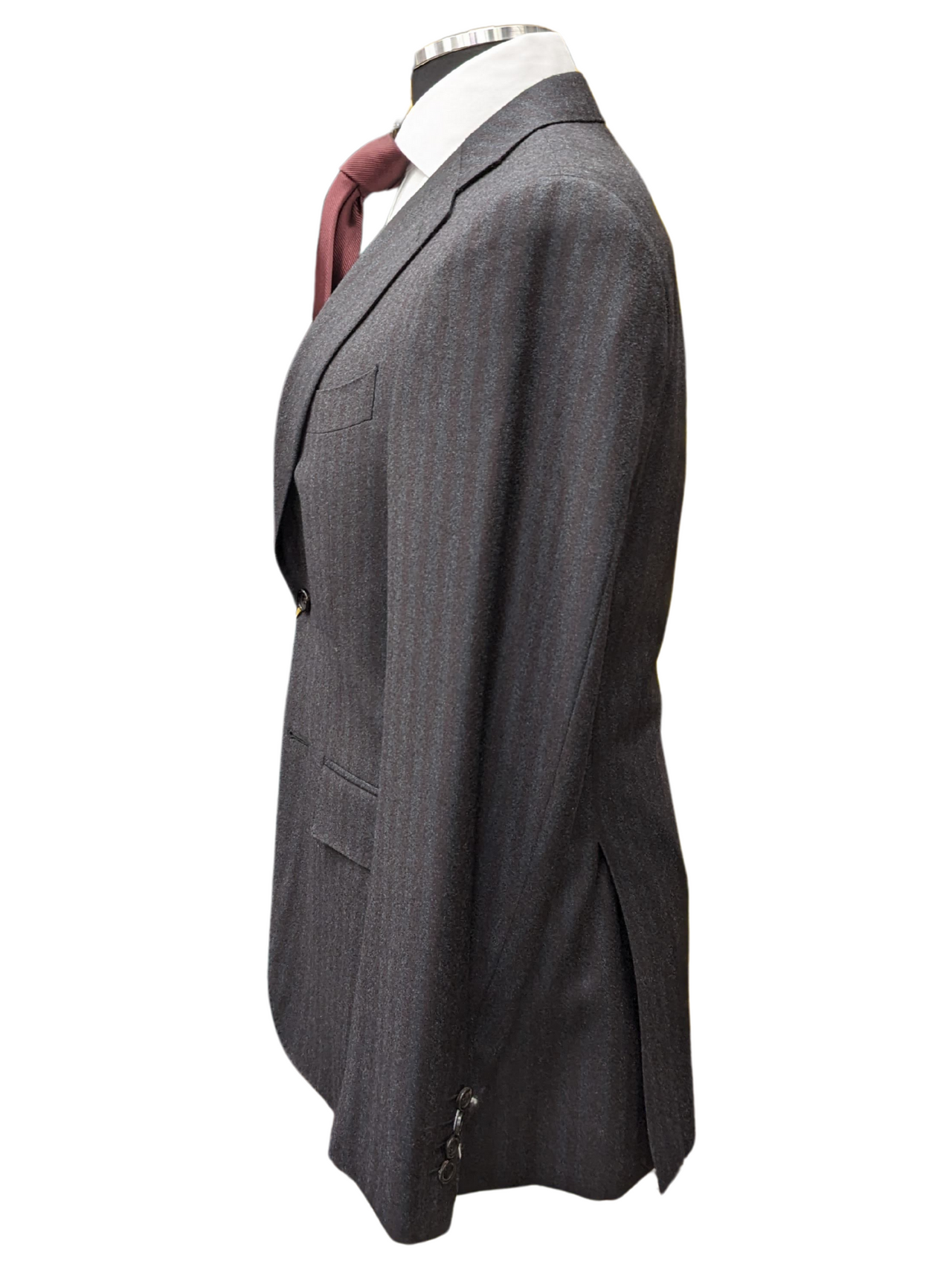 Canali 1934 Traje de 2 piezas 40R de corte clásico gris carbón a rayas 100% lana para hombre