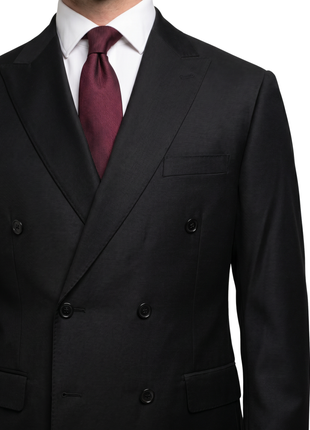 Giorgio Fiorelli Solid Black Slim Fit  Peak Lapel 2 Piece Suit
