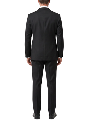 Giorgio Fiorelli Solid Black Slim Fit  Peak Lapel 2 Piece Suit