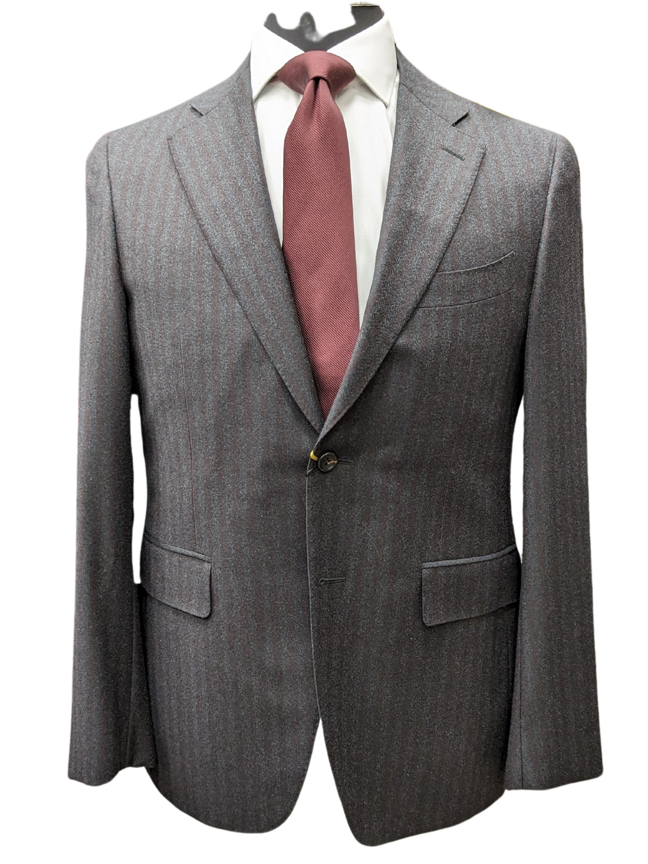 Canali 1934 Traje de 2 piezas 40R de corte clásico gris carbón a rayas 100% lana para hombre