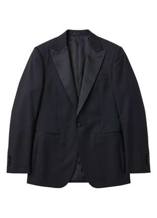 Mazara Mens Solid Black Peak Lapel Slim Fit Wool Formal Tuxedo Suit