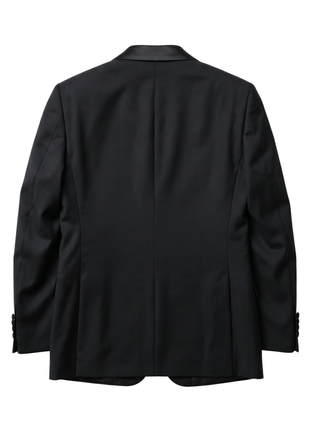 Mazara Mens Solid Black Peak Lapel Slim Fit Wool Formal Tuxedo Suit
