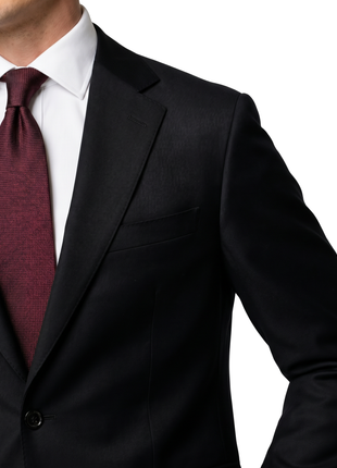 Cardeliano Solid Black Wool Cashmere Notch Lapel Slim Fit 2-Button Suit