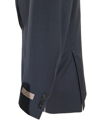 Canali Solid Dark Blue 100% Wool Suit 38R