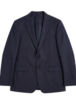 Hugo Boss Dark Navy Pinstripe Notch Lapel Super 100’s Wool 2-Button Suit 40L