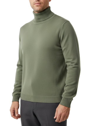 Arthur Black Men's Solid Sage Green Pullover Cotton Blend Turtleneck Sweater Shirt - The Suit Depot