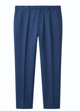 Mazara Mens Blue Pinstriped Classic Fit Peak Lapel Wool Blend 2-Button Suit