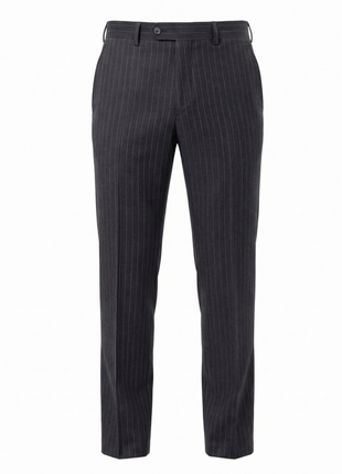 Mazara Mens Dark Gray with Navy Pinstripe Classic Fit Peak Lapel Wool 3-Piece Suit
