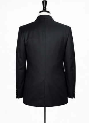 Corneliani Mens Black Textured Fully-Canvassed Shawl Lapel Classic Fit 3-Piece Wool Suit - 38S - The Suit Depot
